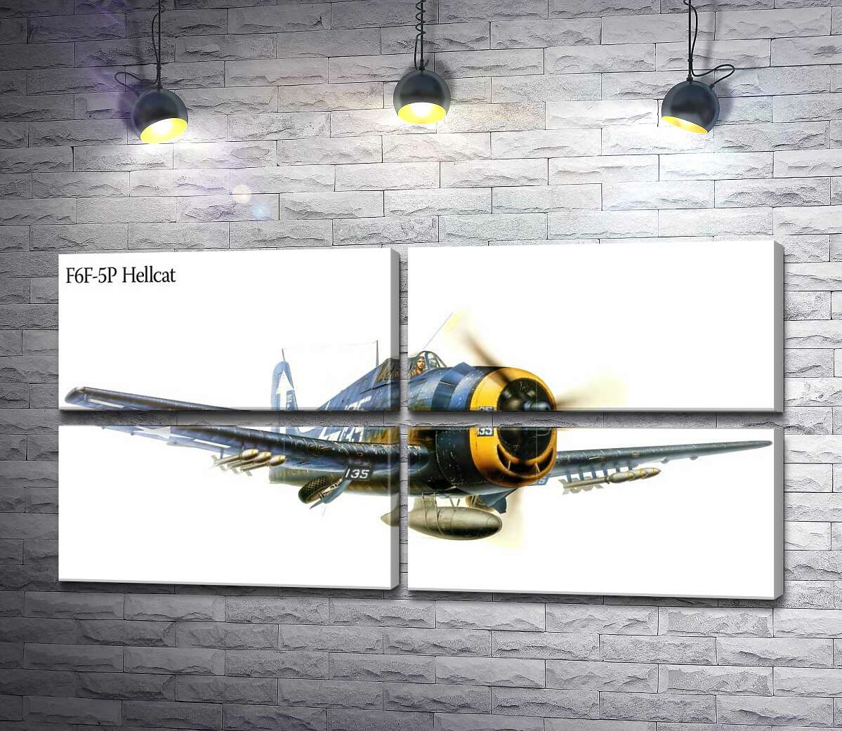 модульная картина "Адский кот" - американский палубный истребитель Grumman F6F Hellcat (Модуль №25)