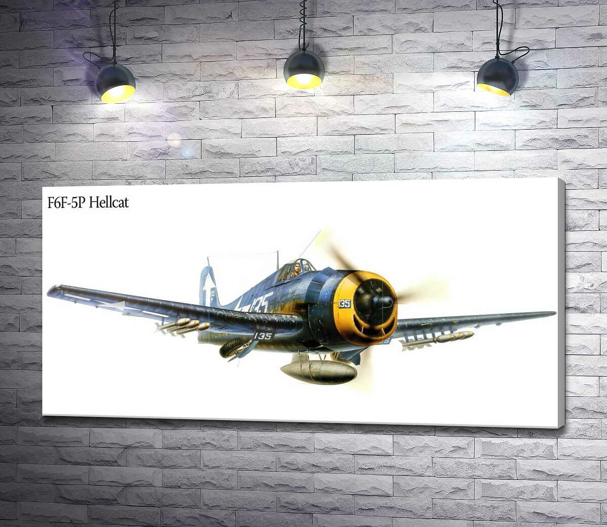картина "Адский кот" - американский палубный истребитель Grumman F6F Hellcat