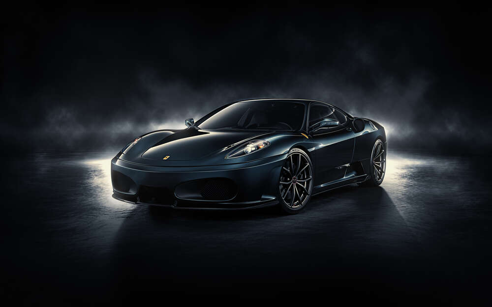 картина-постер Черное благородство автомобиля Ferrari F430