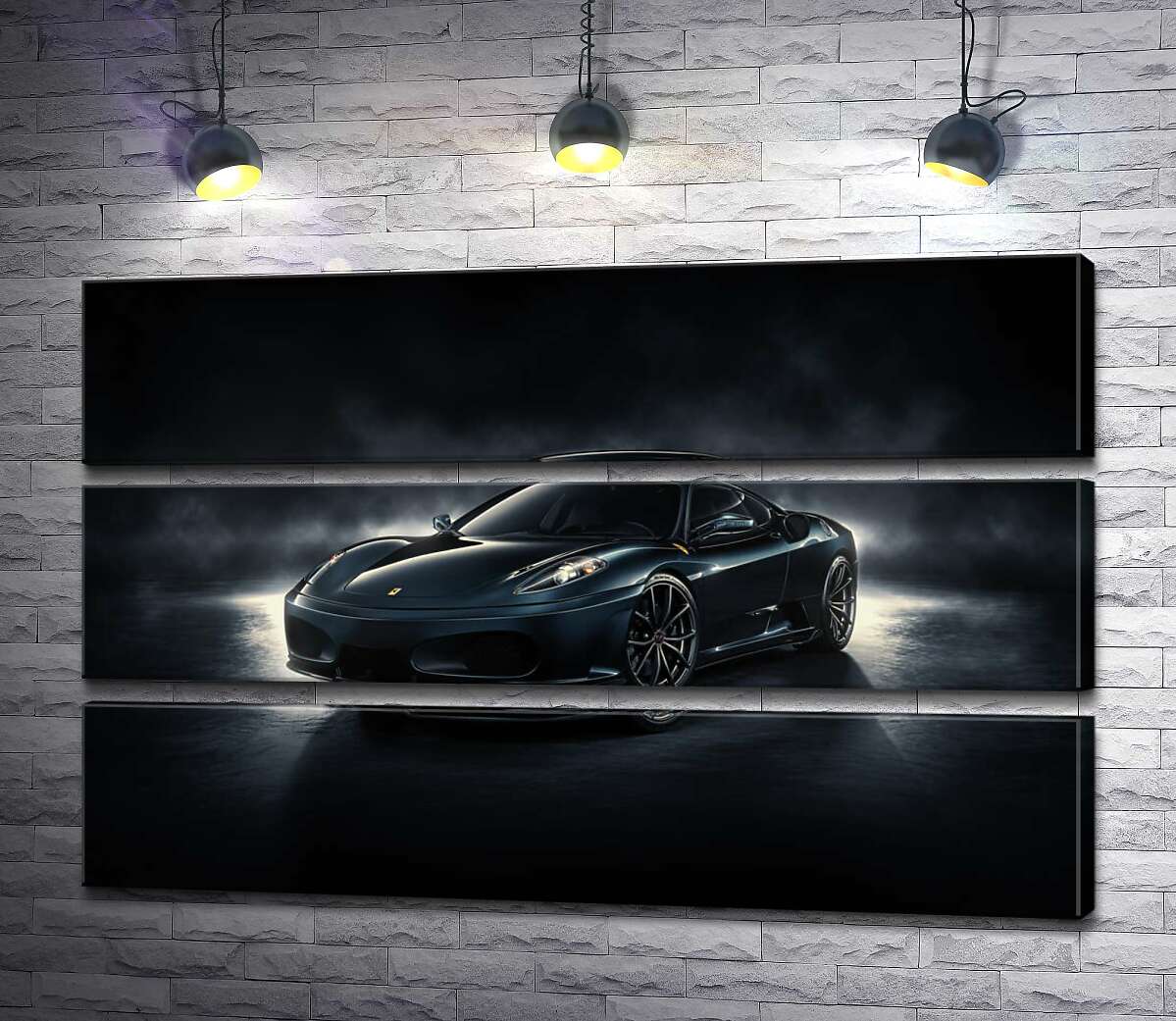 модульная картина Черное благородство автомобиля Ferrari F430 (Модуль №15)