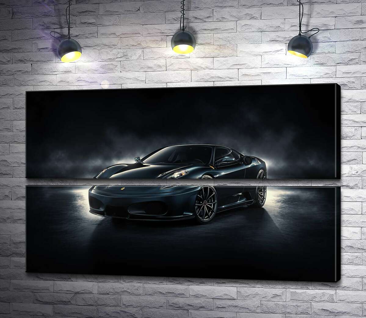 модульная картина Черное благородство автомобиля Ferrari F430 (Модуль №7)