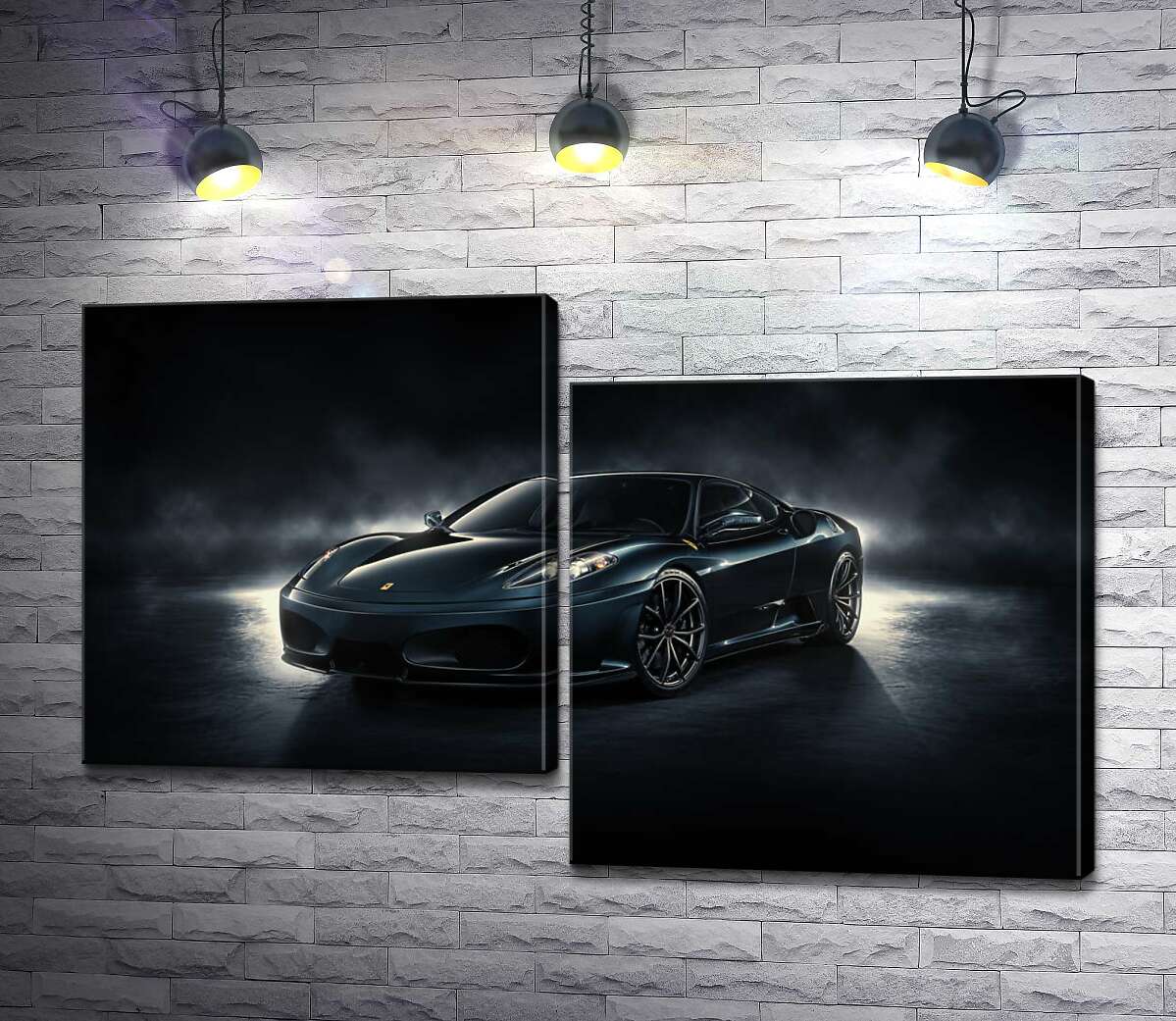 модульная картина Черное благородство автомобиля Ferrari F430 (Модуль №9)