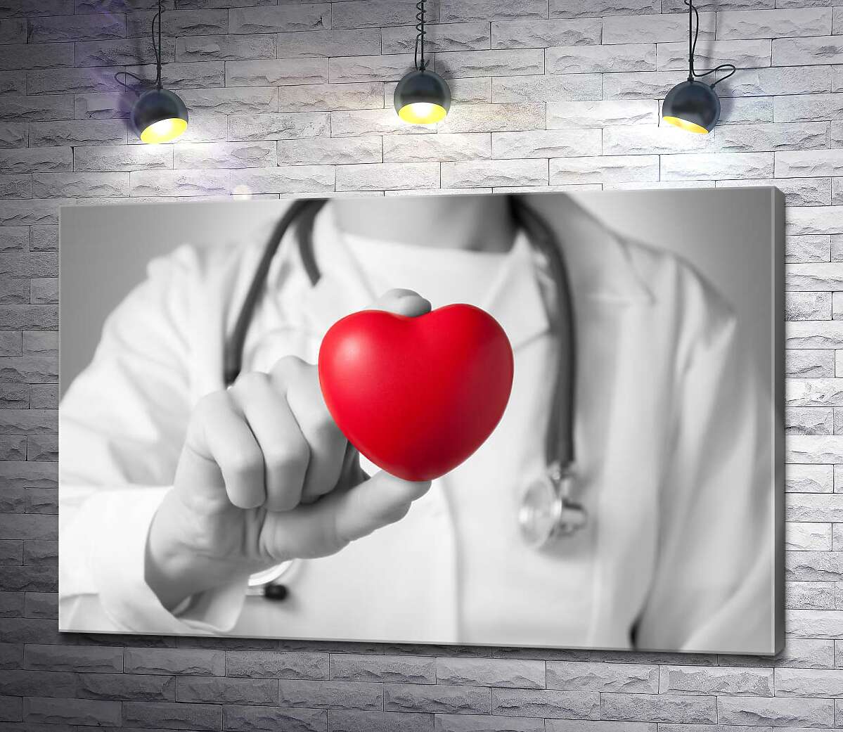 картина Лікар тримає в руці червоне серце