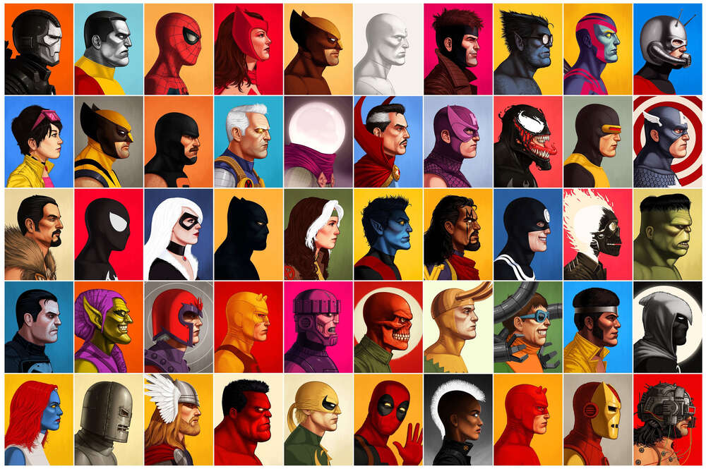 картина-постер Постер профилей супергероев Marvel