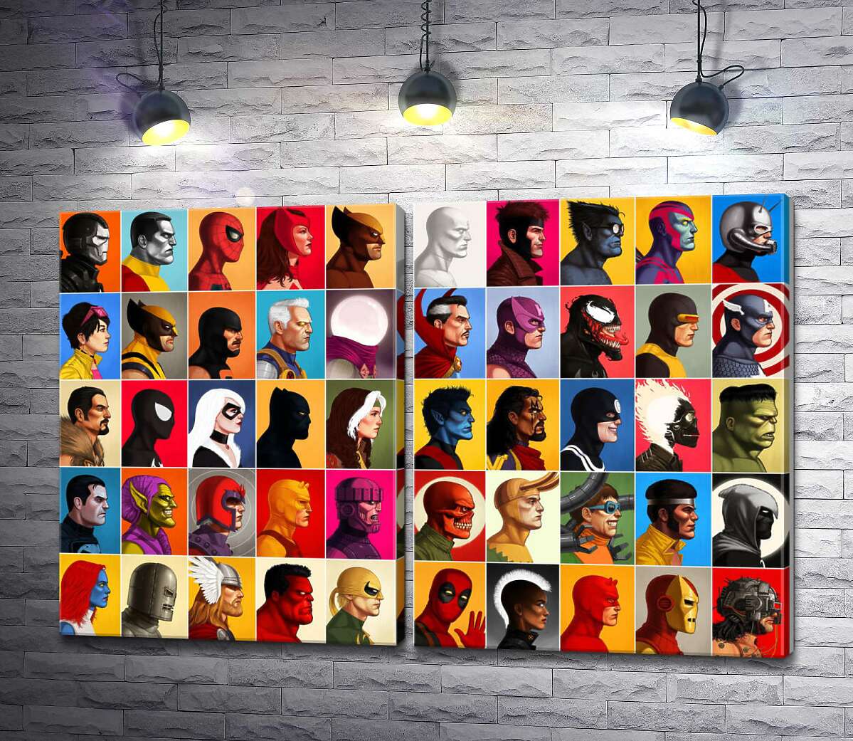модульная картина Постер профилей супергероев Marvel