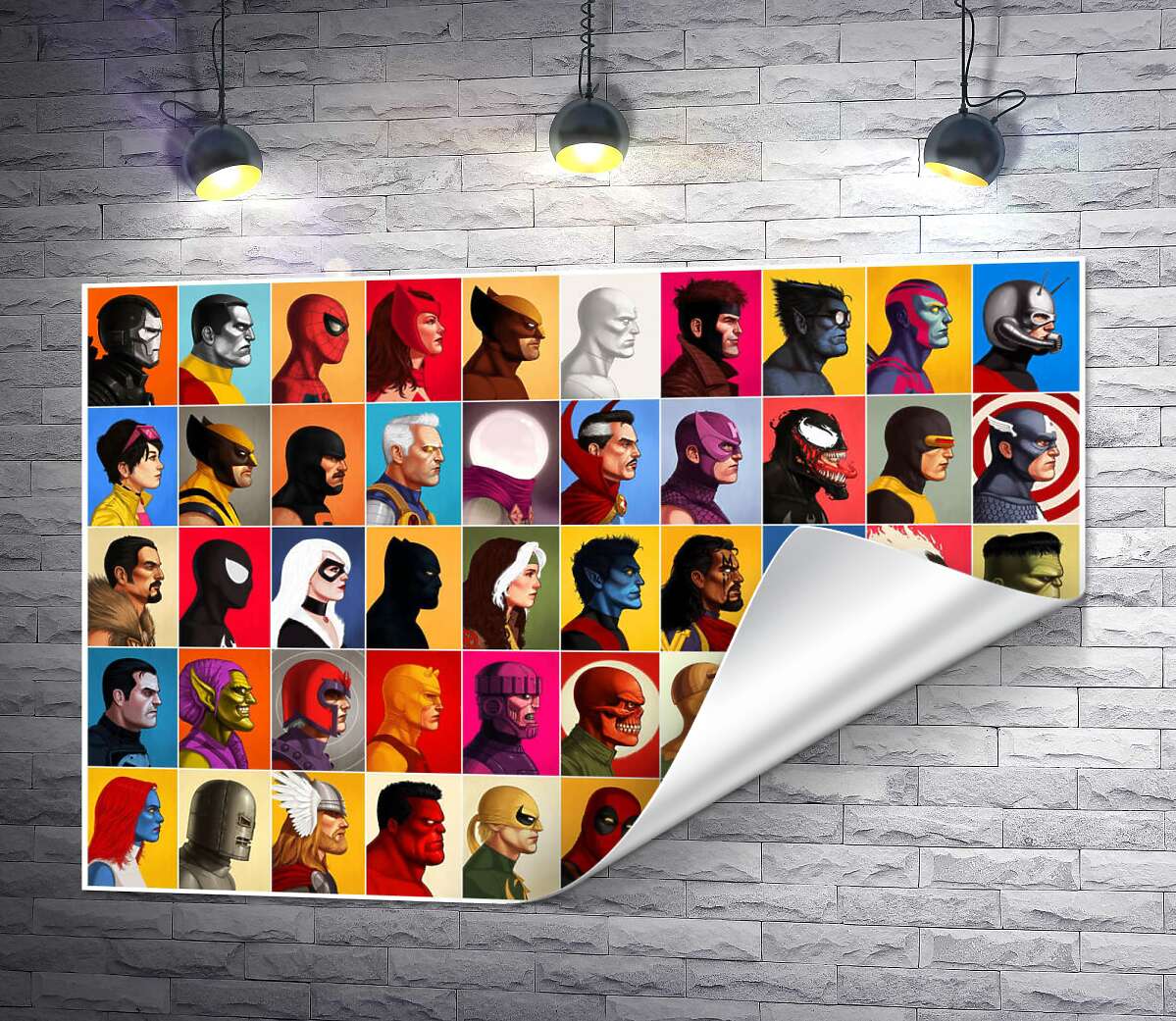 друк Постер профілів супергероїв Marvel