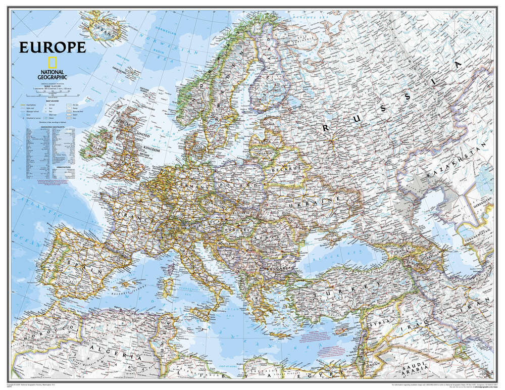 картина-постер Політична карта Європи від National Geographic