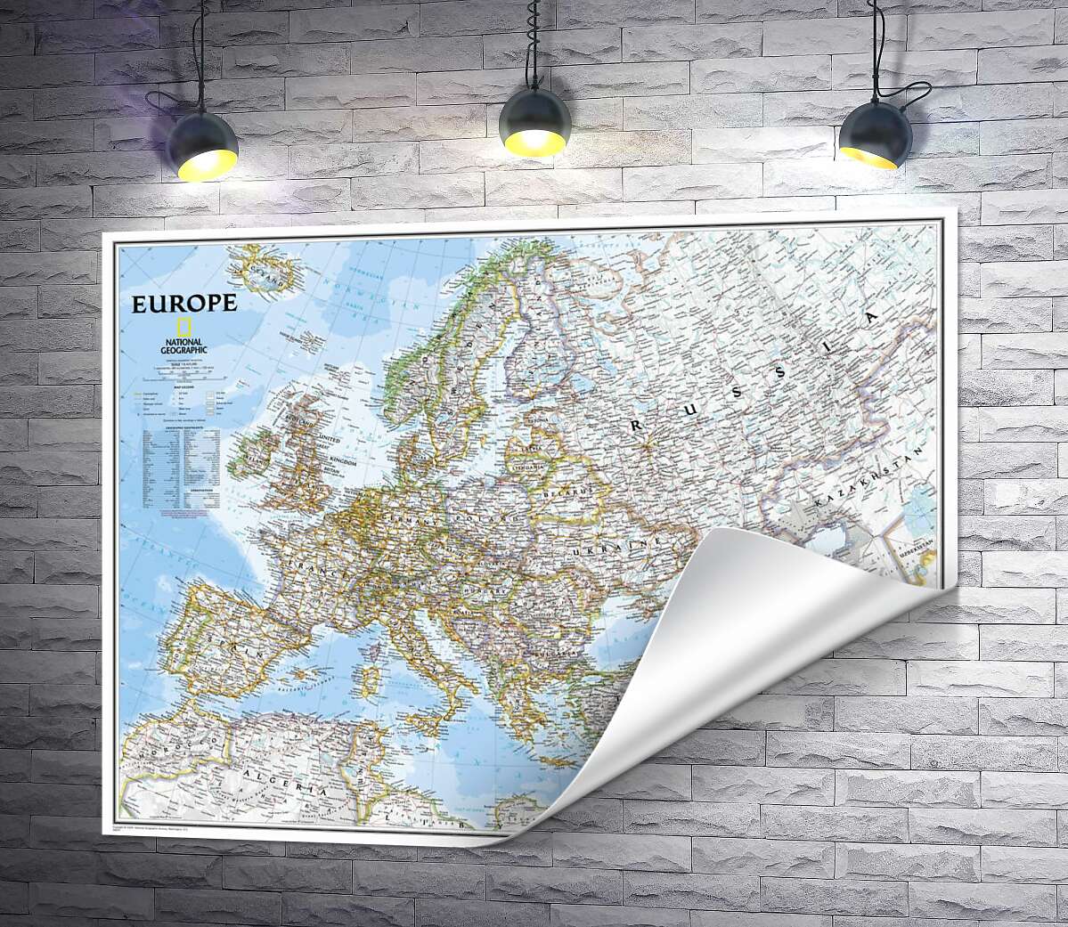 печать Политическая карта Европы от National Geographic