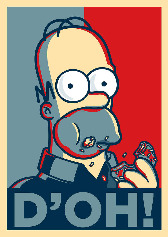 картина-постер Гомер Сімпсон (Homer Simpson) об'їдається донатами