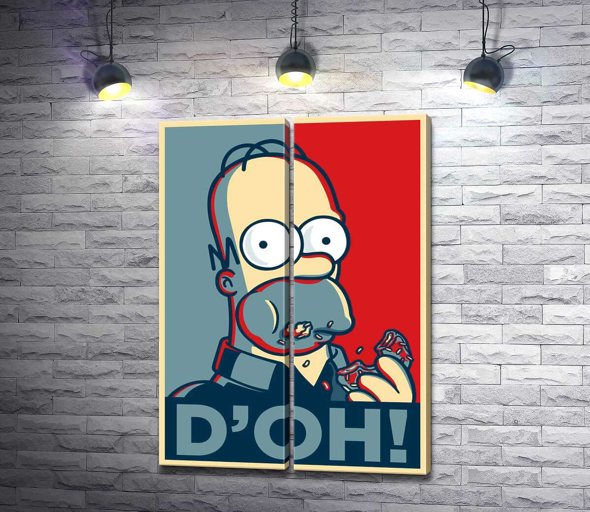 модульна картина Гомер Сімпсон (Homer Simpson) об'їдається донатами (Модуль №6)