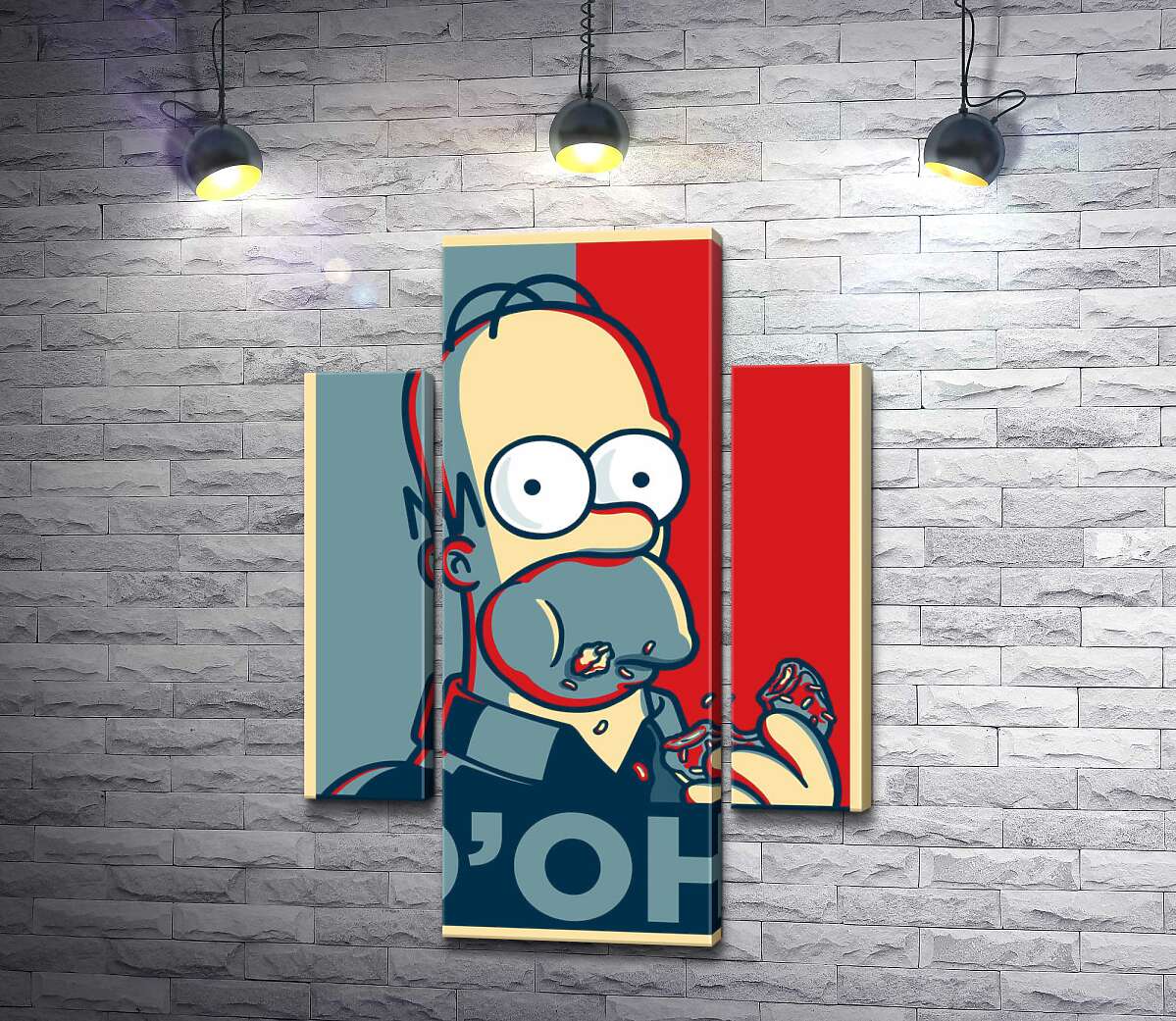 модульная картина Гомер Симпсон (Homer Simpson) объедается донатами (Модуль №5)