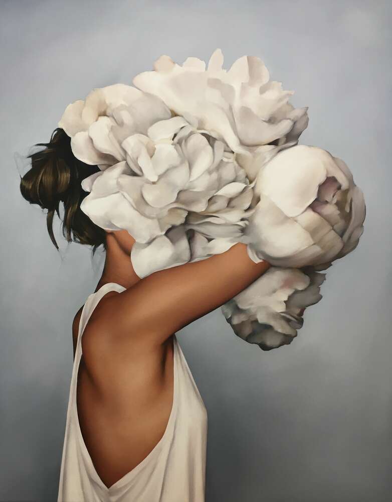 картина-постер Дівчина з букетом півоній - Емі Джадд (Amy Judd)