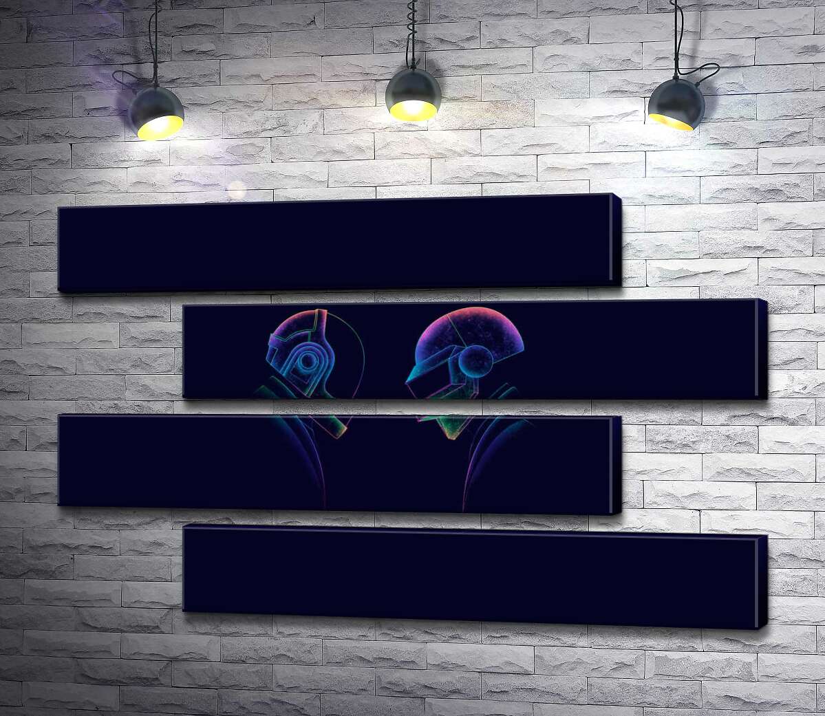 модульна картина Силуети людей в космічних шоломах (Модуль №23)