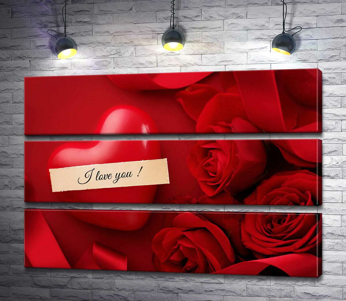модульная картина Признание в любви в окружении пышных красных роз (Модуль №15)