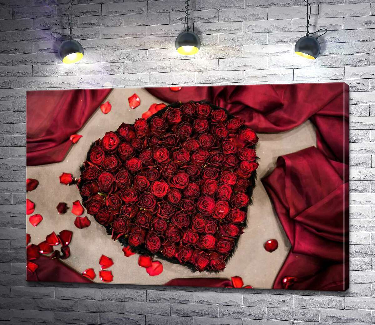 картина Романтический букет-сердце из красных роз