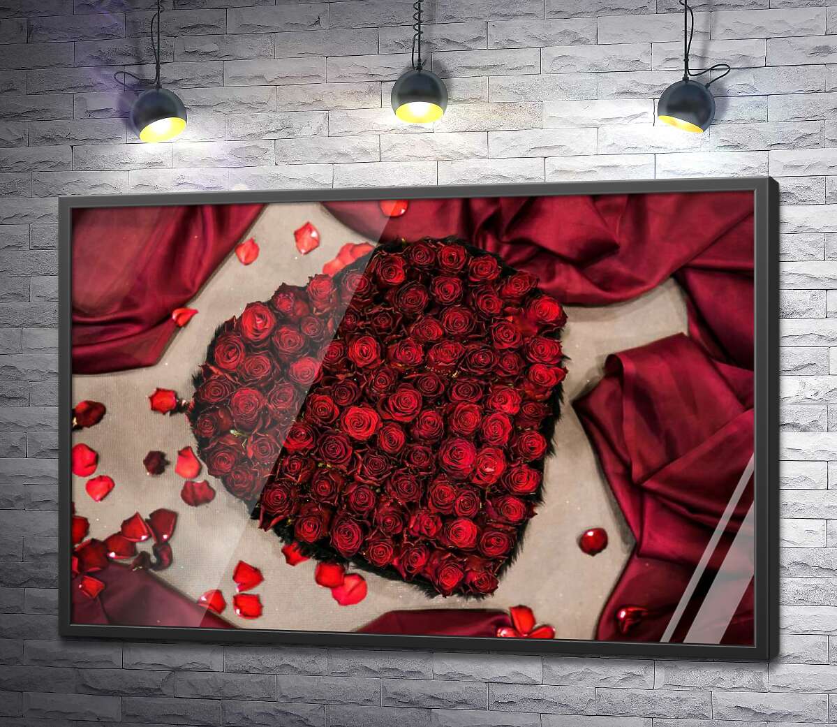 постер Романтичний букет-серце із червоних троянд