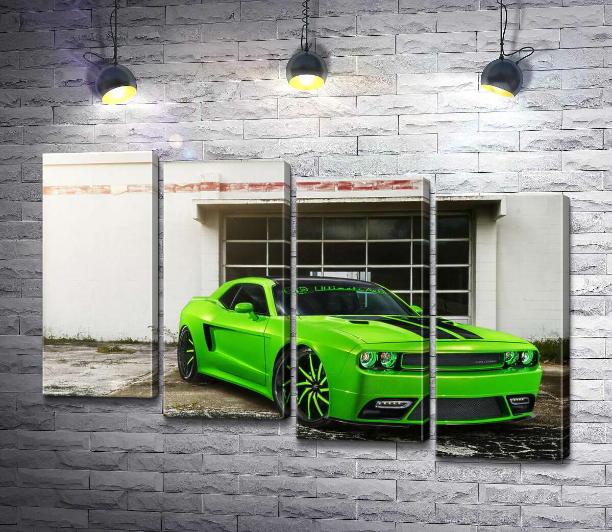 модульная картина Лаймовой оттенок автомобиля Dodge Challenger STR8 (Модуль №19)