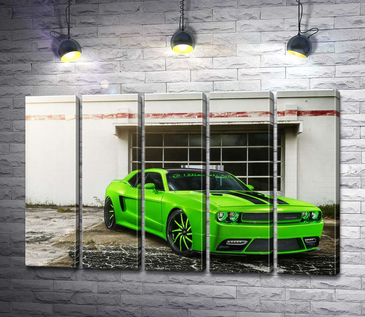 модульная картина Лаймовой оттенок автомобиля Dodge Challenger STR8 (Модуль №26)
