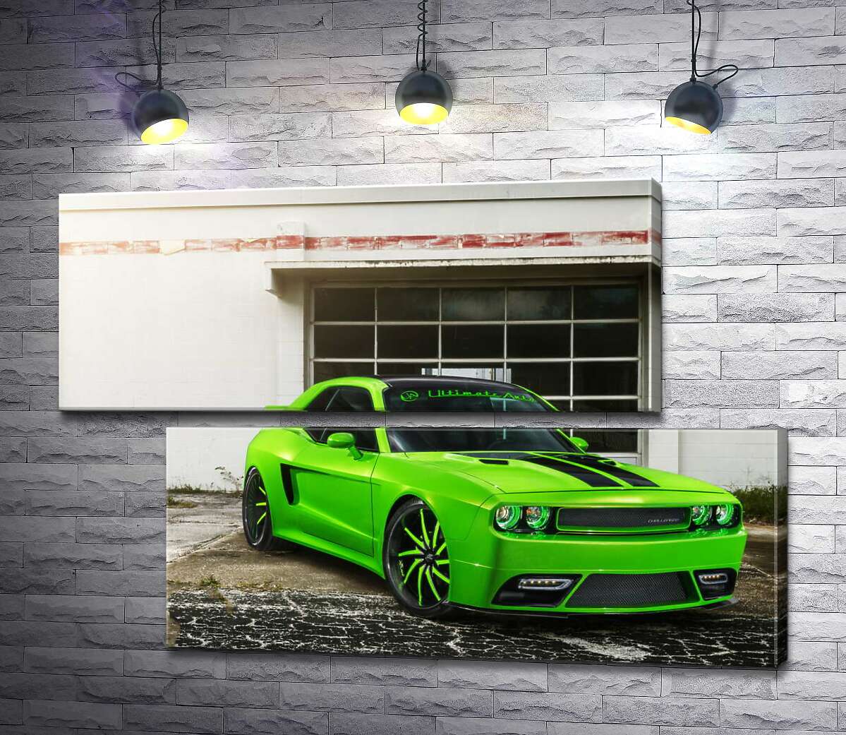 модульна картина Лаймовий відтінок автомобіля Dodge Challenger STR8 (Модуль №8)