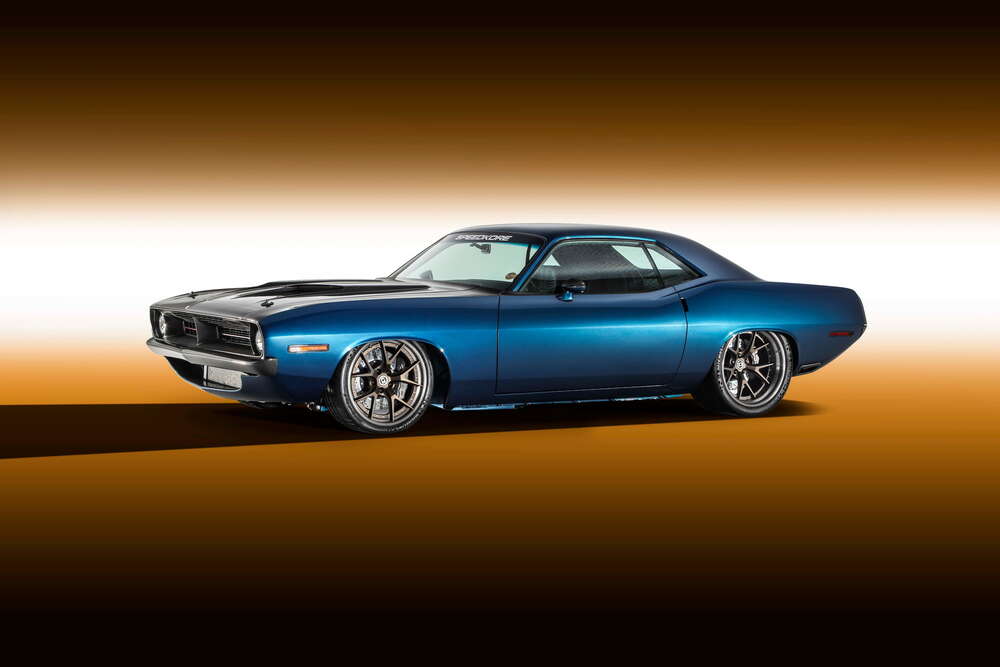 картина-постер Синий автомобиль Dodge Muscle