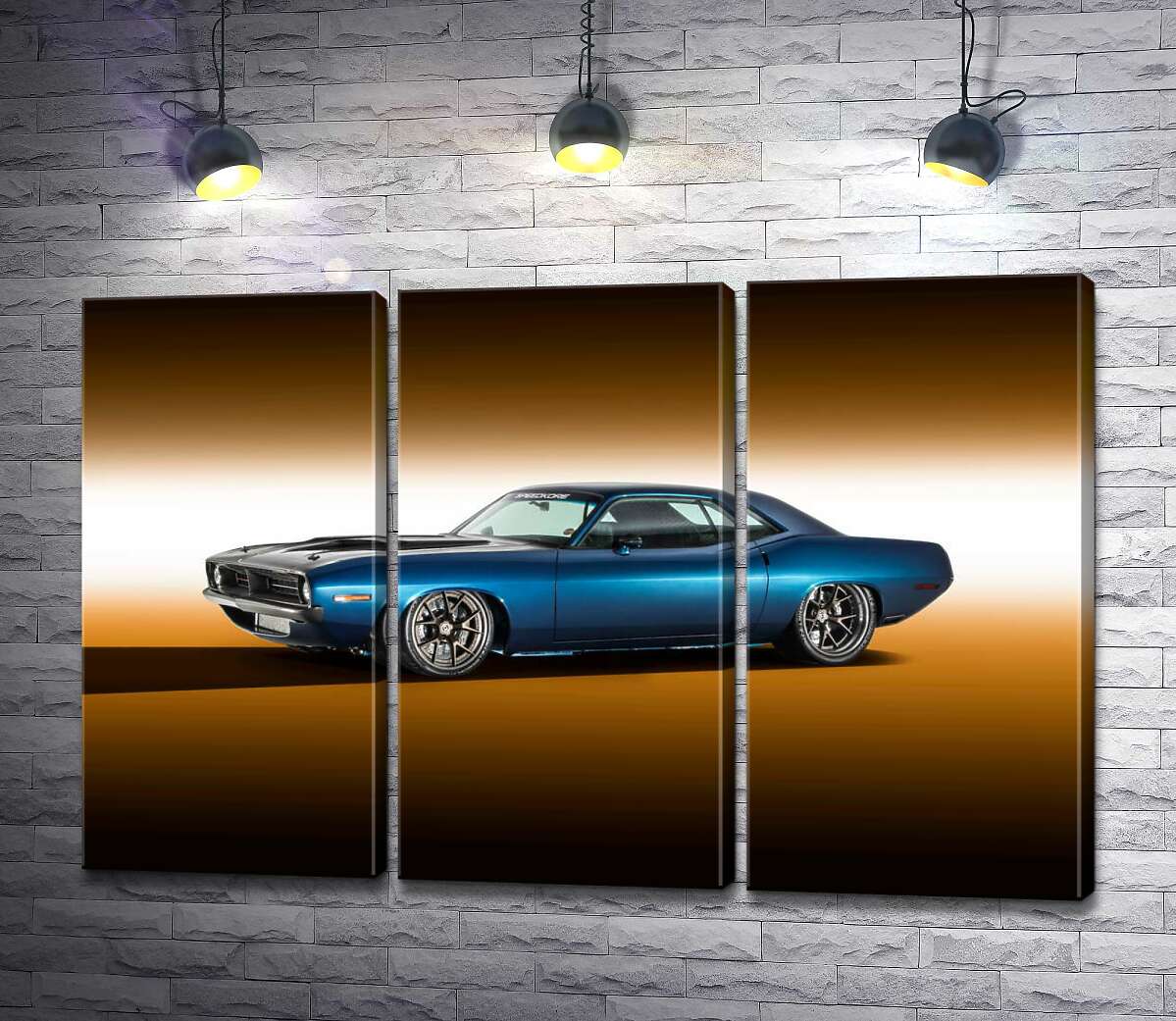 модульна картина Синій автомобіль Dodge Muscle (Модуль №2)