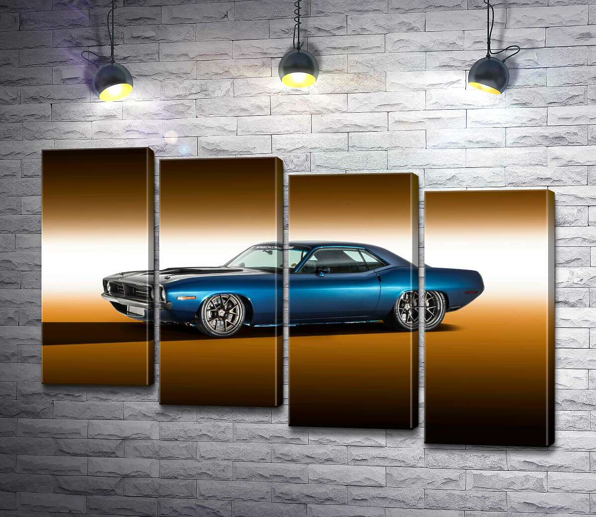 модульная картина Синий автомобиль Dodge Muscle (Модуль №19)