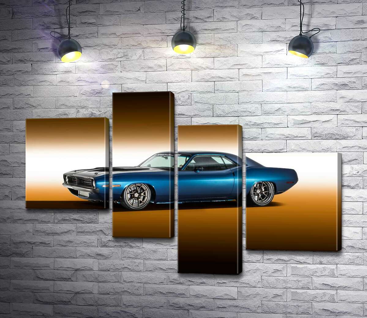 модульная картина Синий автомобиль Dodge Muscle (Модуль №21)
