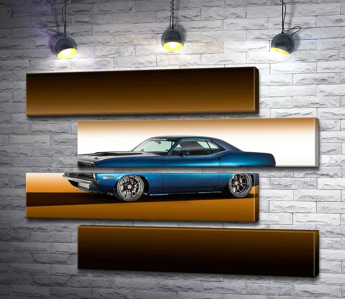 модульная картина Синий автомобиль Dodge Muscle (Модуль №23)