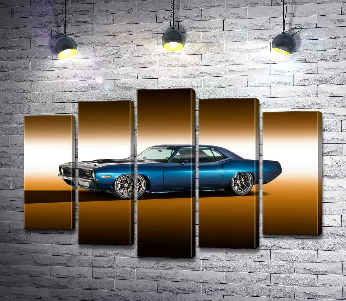 модульная картина Синий автомобиль Dodge Muscle (Модуль №4)