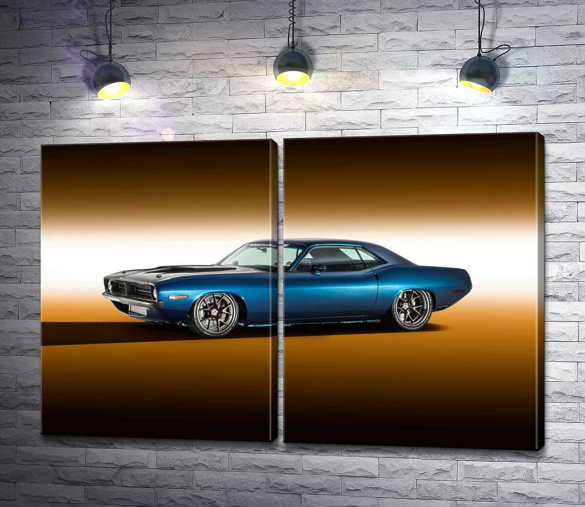 модульная картина Синий автомобиль Dodge Muscle