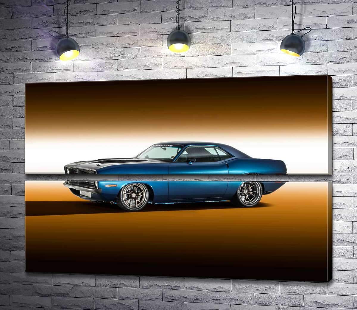 модульная картина Синий автомобиль Dodge Muscle (Модуль №7)