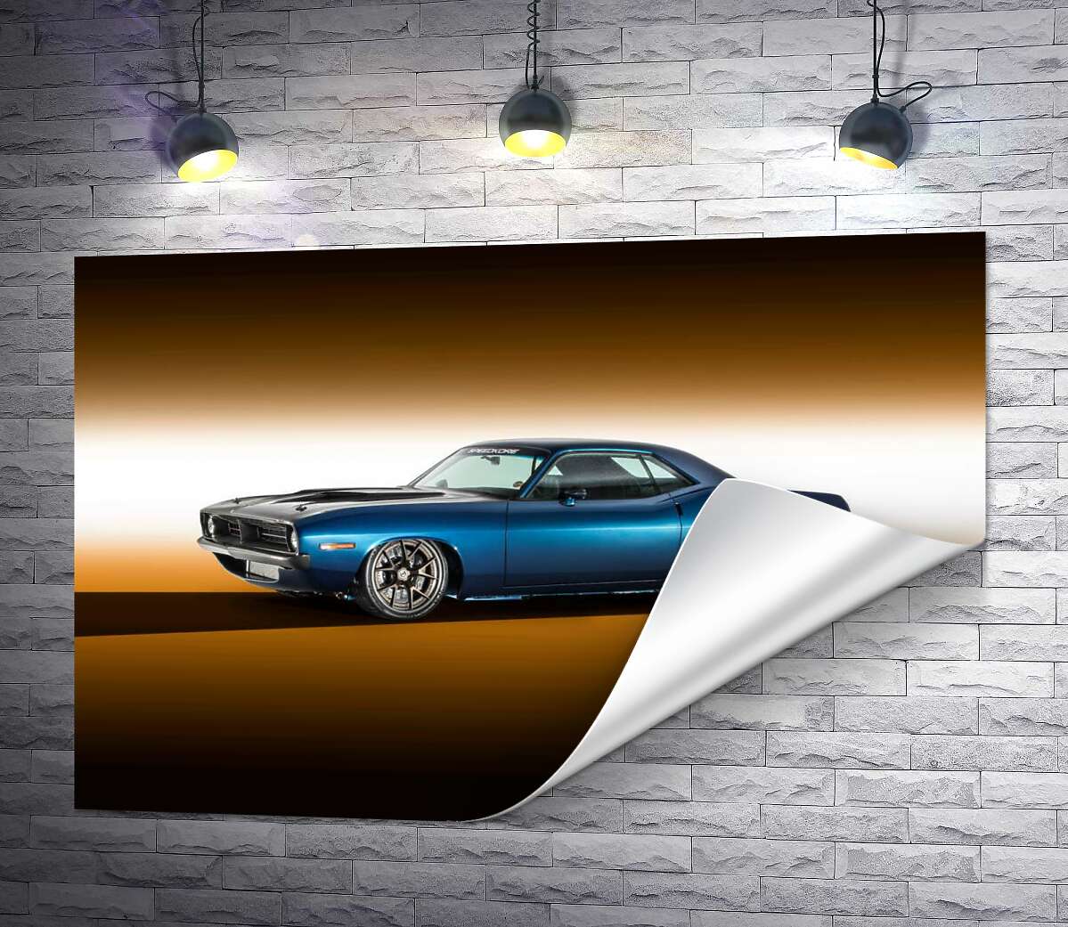 друк Синій автомобіль Dodge Muscle