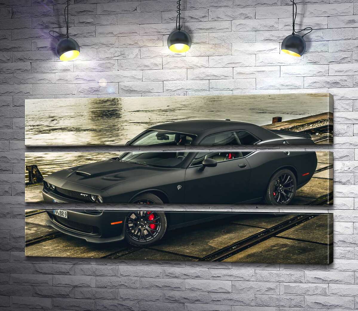 модульна картина Чорна матова модель автомобіля Dodge Challenger Hellcat (Модуль №15)