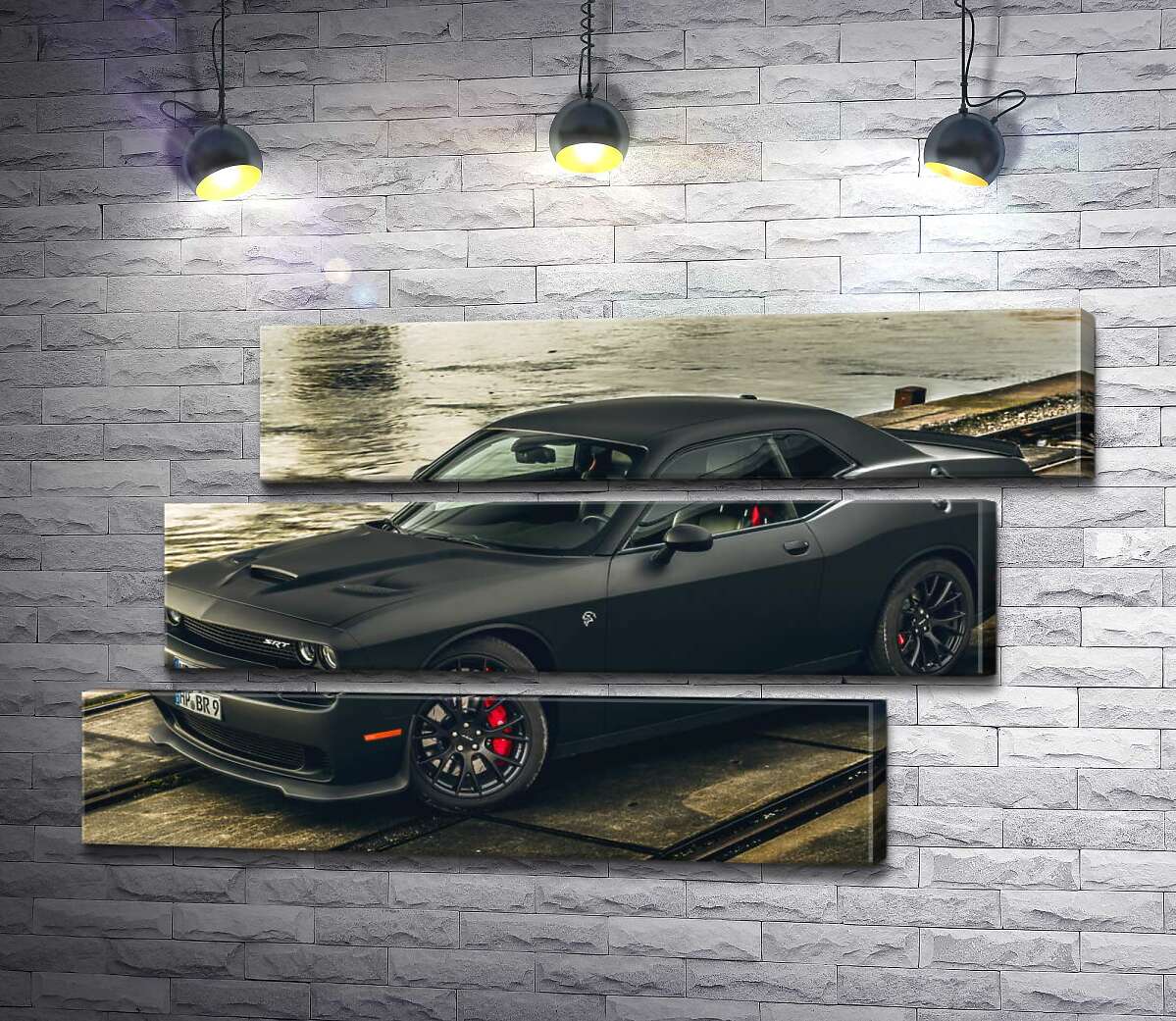 модульна картина Чорна матова модель автомобіля Dodge Challenger Hellcat (Модуль №17)