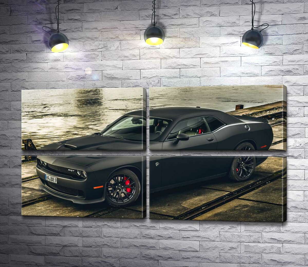 модульна картина Чорна матова модель автомобіля Dodge Challenger Hellcat (Модуль №25)