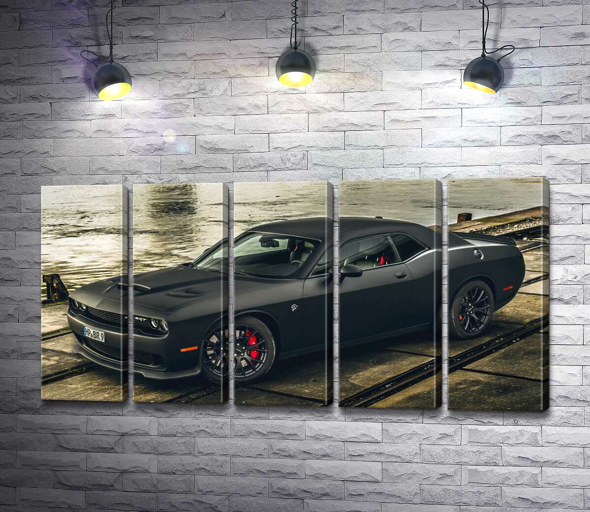 модульна картина Чорна матова модель автомобіля Dodge Challenger Hellcat (Модуль №26)