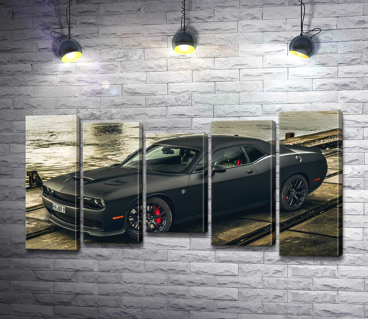 модульна картина Чорна матова модель автомобіля Dodge Challenger Hellcat (Модуль №27)