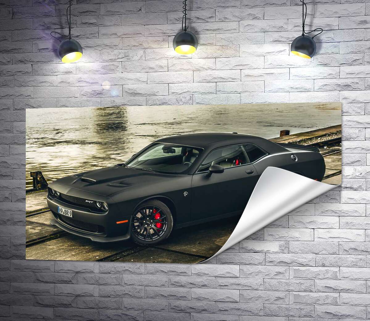 друк Чорна матова модель автомобіля Dodge Challenger Hellcat