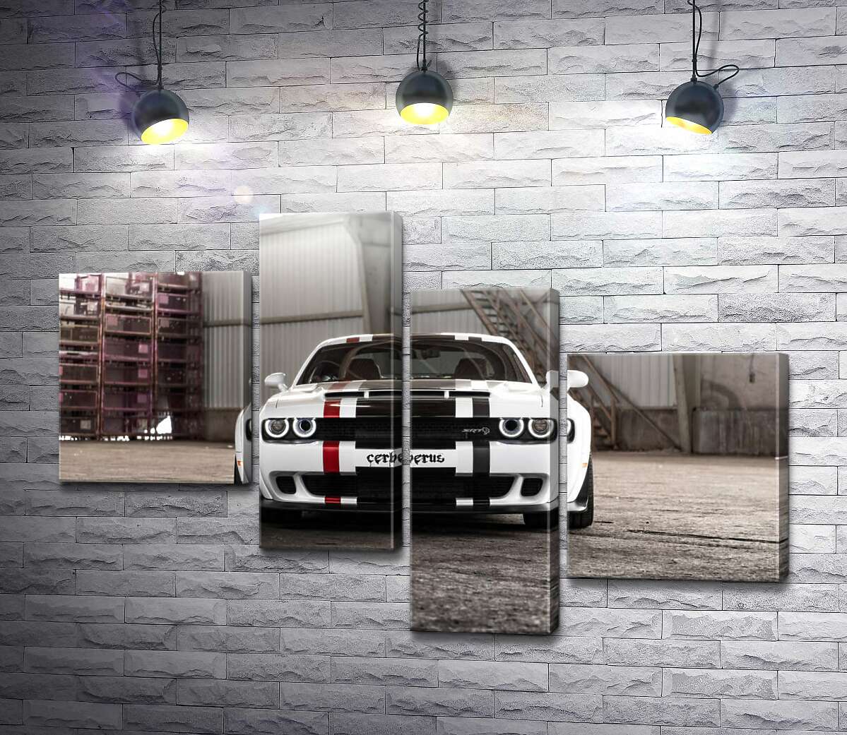 модульна картина Біла модель автомобіля Dodge Challenger Hellcat (Модуль №21)