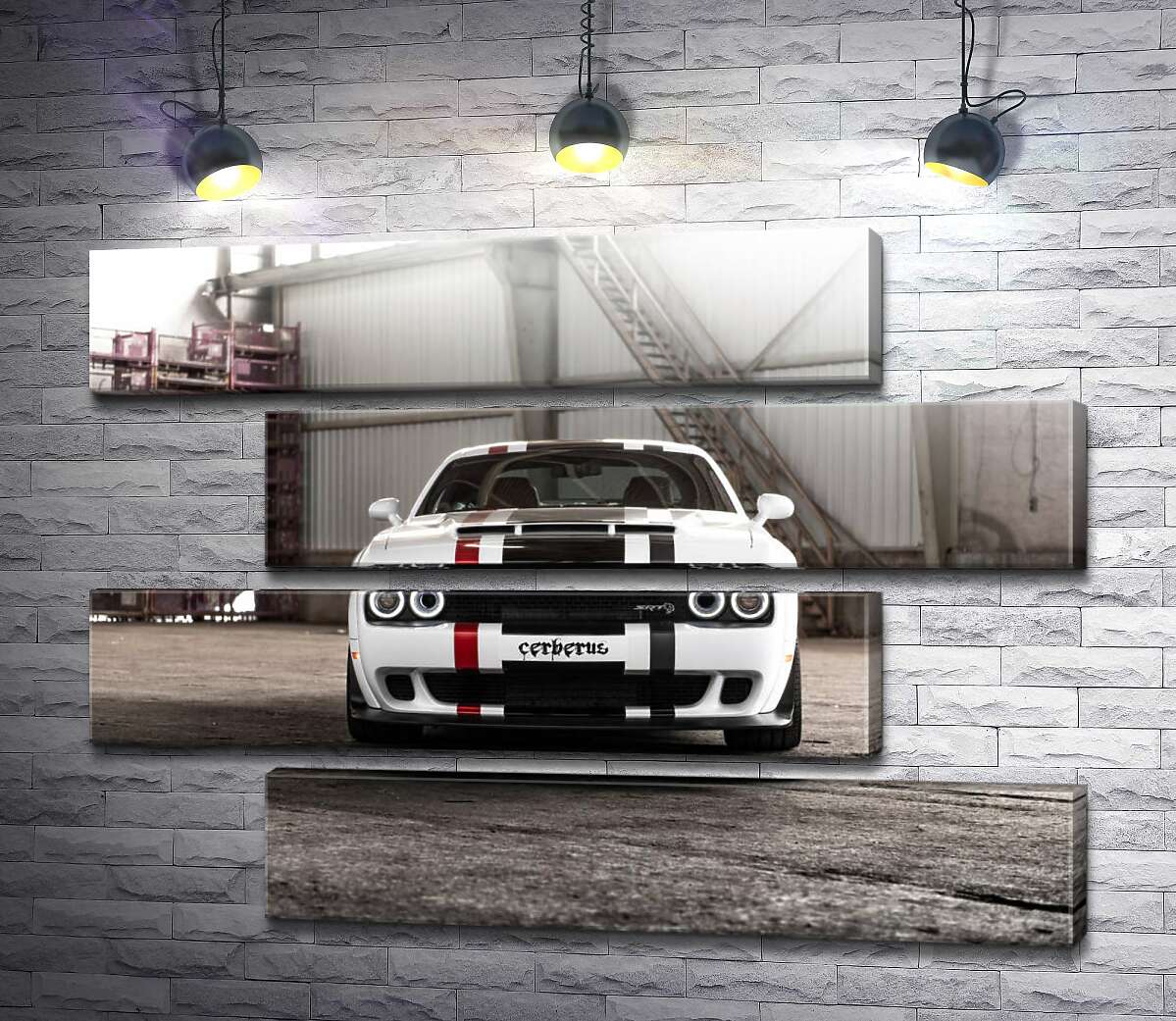 модульна картина Біла модель автомобіля Dodge Challenger Hellcat (Модуль №23)