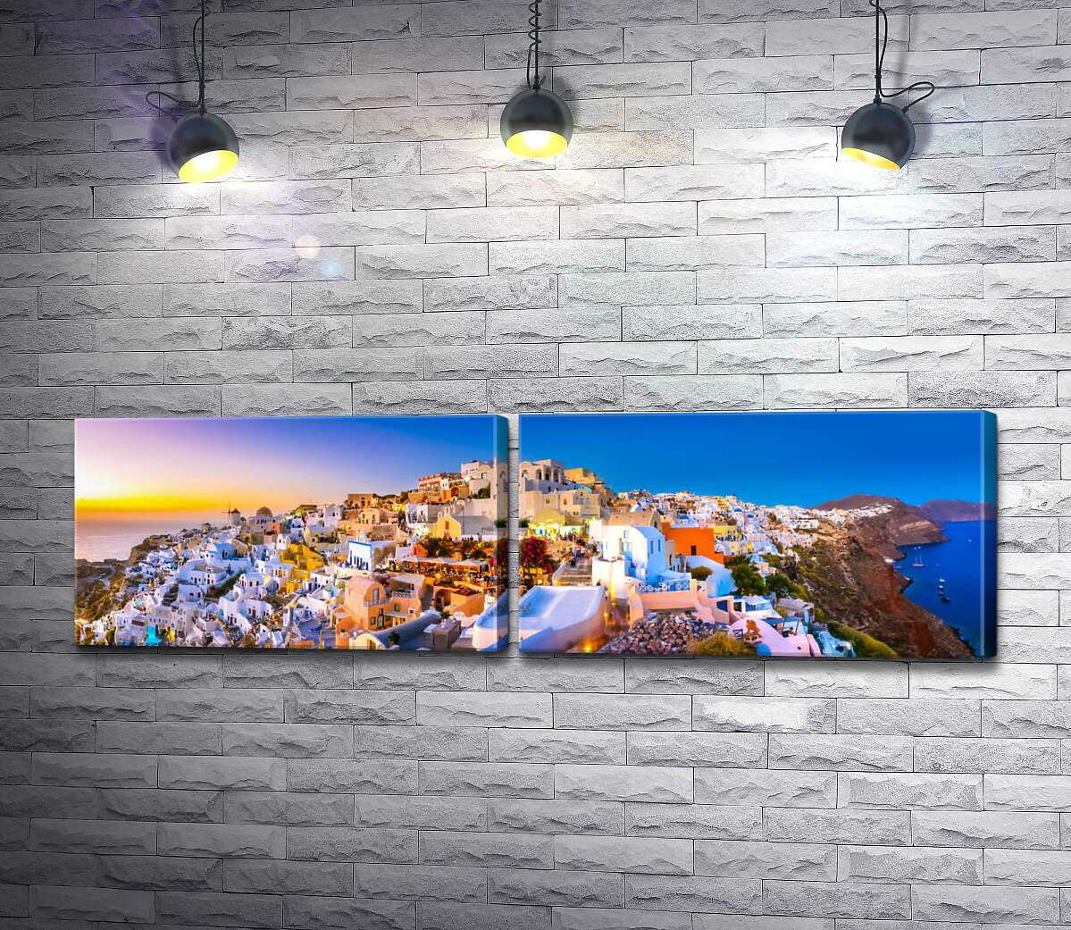 модульна картина Мальовничі пагорби острова Санторині з білими будинками