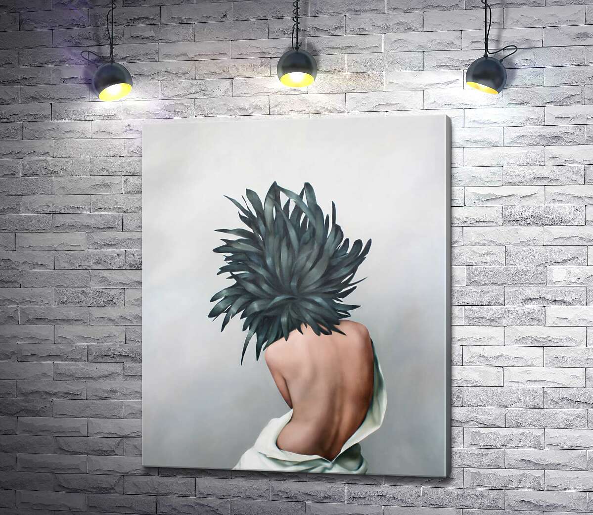 картина Цветок с перьями на голове у девушки - Эми Джадд (Amy Judd)