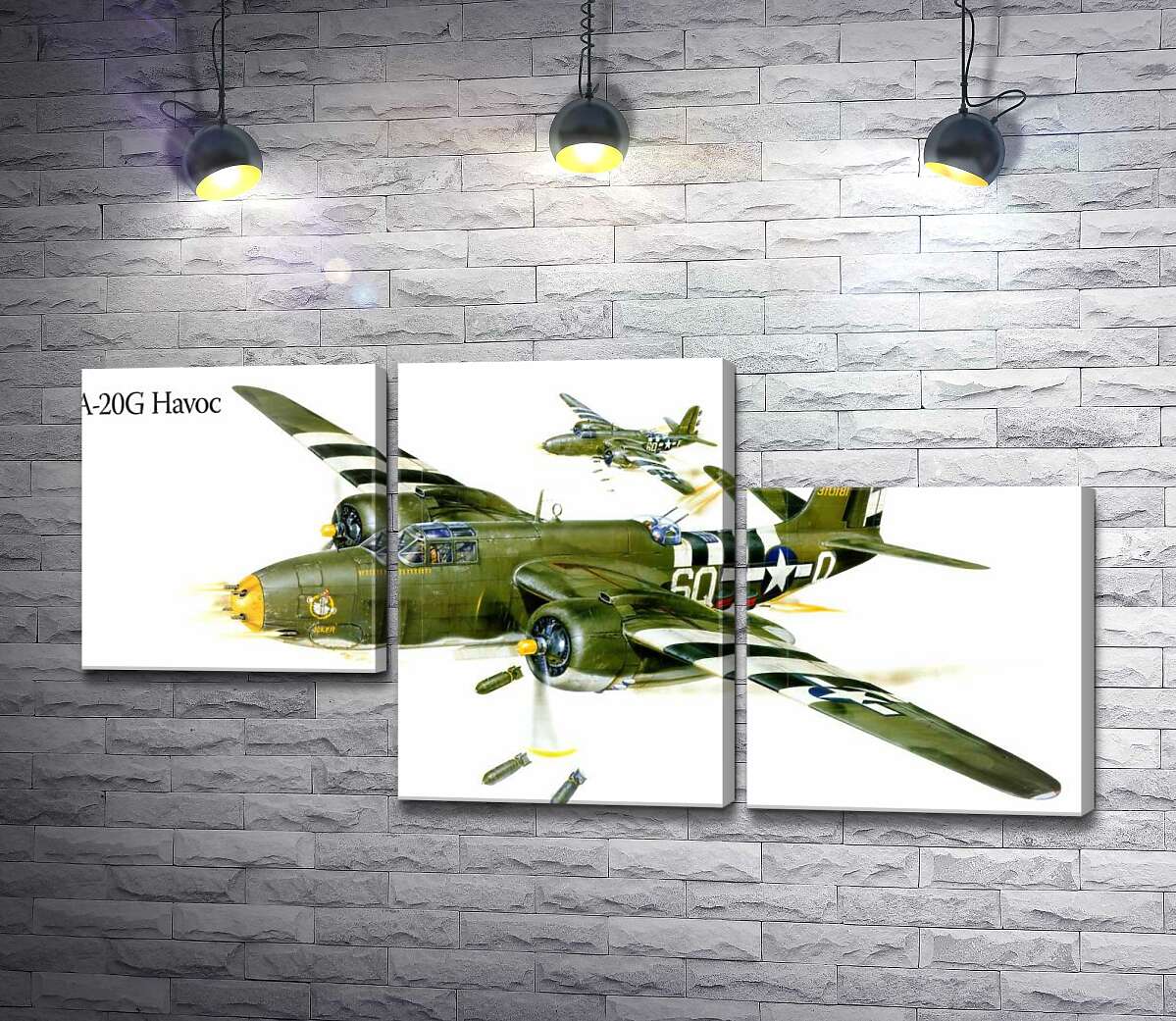 модульная картина Американский военный самолет Douglas A-20G Havoc времен Второй мировой войны (Модуль №13)