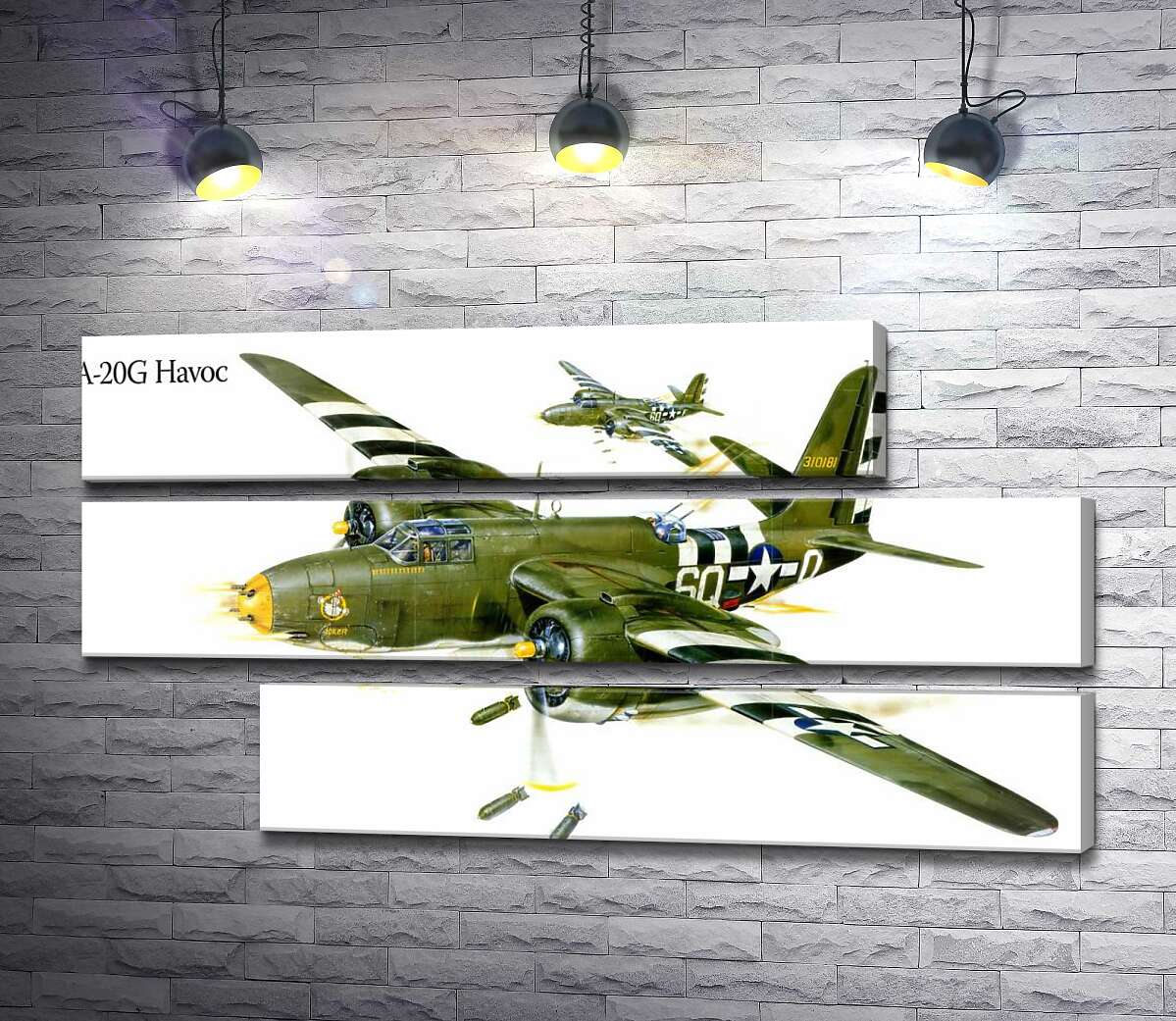 модульная картина Американский военный самолет Douglas A-20G Havoc времен Второй мировой войны (Модуль №16)