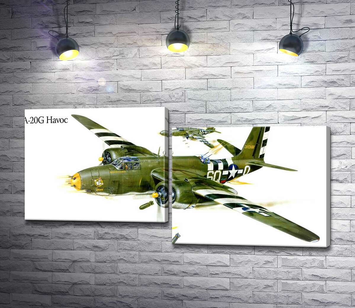 модульная картина Американский военный самолет Douglas A-20G Havoc времен Второй мировой войны (Модуль №9)