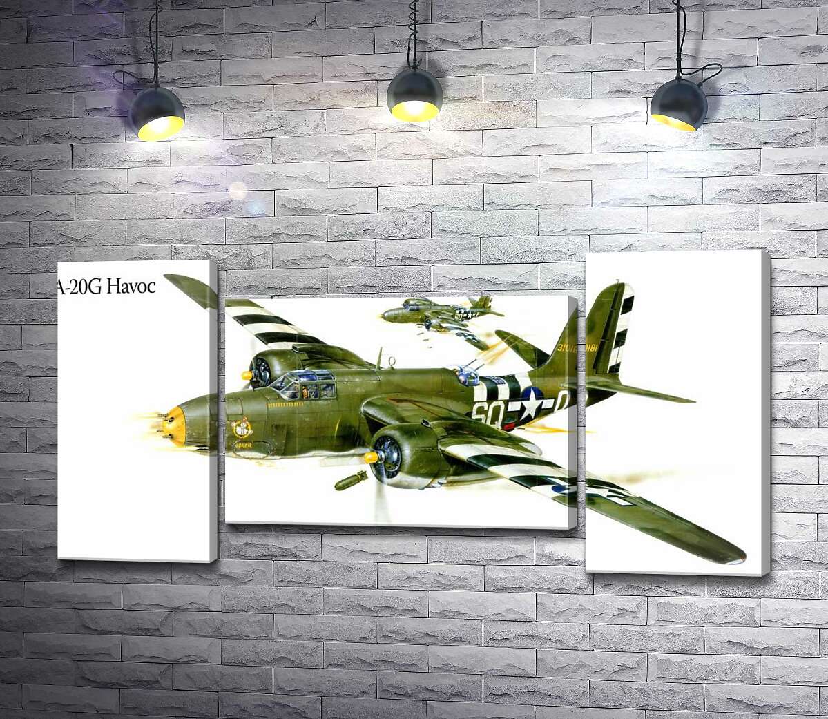 модульна картина Американський військовий літак Douglas A-20G Havoc часів Другої світової війни (Модуль №11)