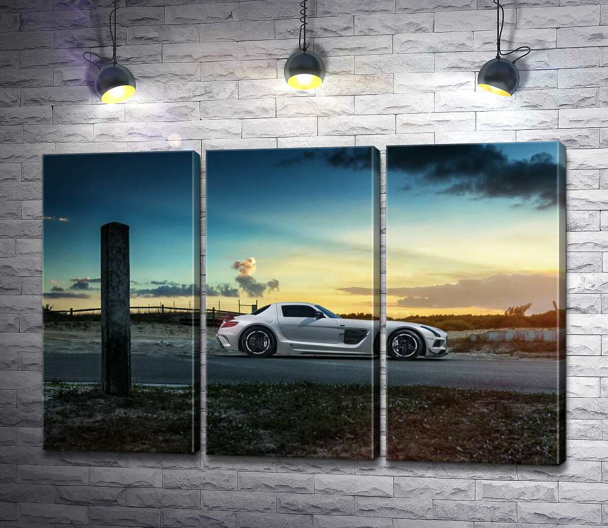 модульна картина Mercedes-Benz SLS AMG на польовій дорозі (Модуль №2)