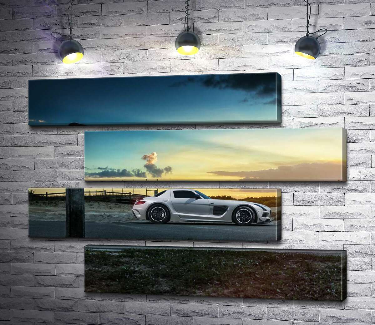 модульна картина Mercedes-Benz SLS AMG на польовій дорозі (Модуль №23)