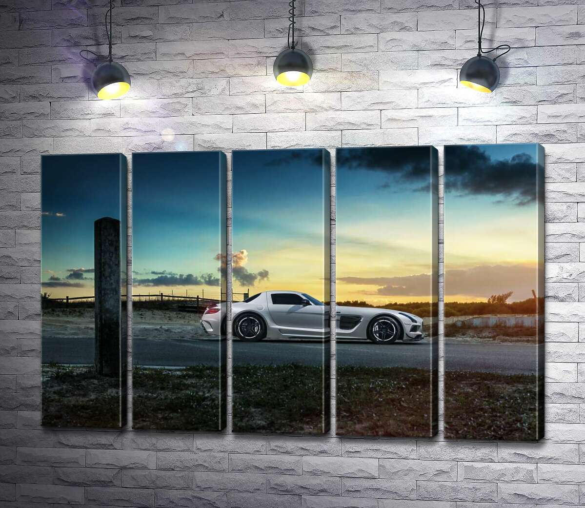модульна картина Mercedes-Benz SLS AMG на польовій дорозі (Модуль №26)