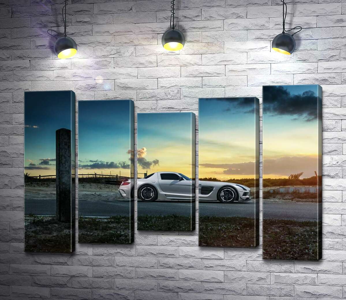модульна картина Mercedes-Benz SLS AMG на польовій дорозі (Модуль №27)